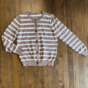 Amazon Women's Striped Cardigan - Brown and White